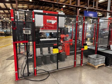 67 TON X 53.1 AMADA EG6013ARS SERVO PRESS BRAKE W/6-AXIS ROBOTIC CELL,MFG:2021