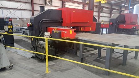 33 TON AMADA PEGA 357 TURRET PUNCH W/ FANUC 04PC,45 STATION, 4 A/I,MFG:1994