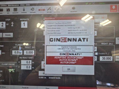 175 Ton x 12' Cincinnati 175BX10 Press Brake, 5-Axis CNC,Manufactured:12/2021
