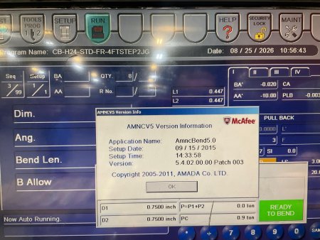 143 TON X 127 AMADA HDS-1303NT,AMNC-PC 8-AXIS SERVO-ELECTRIC, MFG:2014