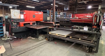 33 TON AMADA PEGA 357 TURRET PUNCH W/ FANUC 04PC,58 STATION, 2 A/I,MFG:1991