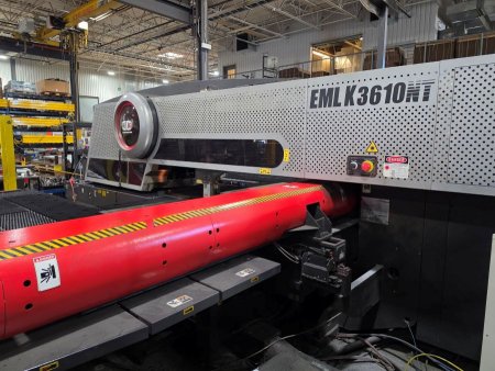 33 TON AMADA EMLK3610NT CO2 LASER/TURRET PUNCH COMBINATION MACHINE,MFG:2010